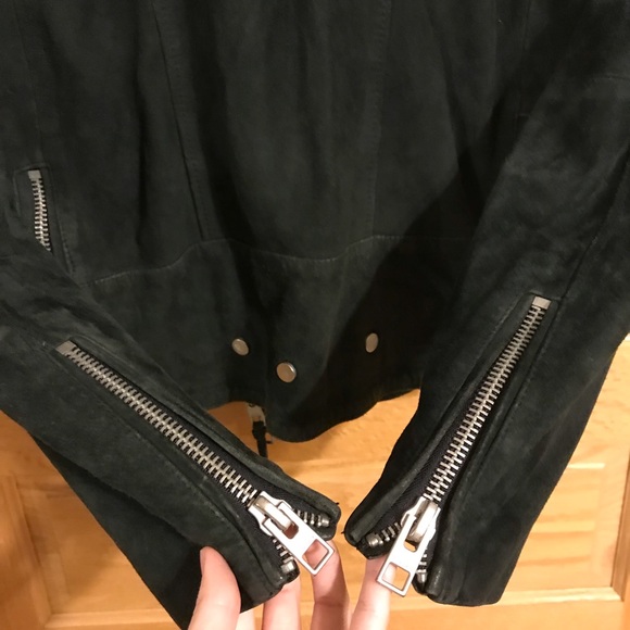 Allsaints oversized suede leather moto jacket with zippers - Picture 14 of 14